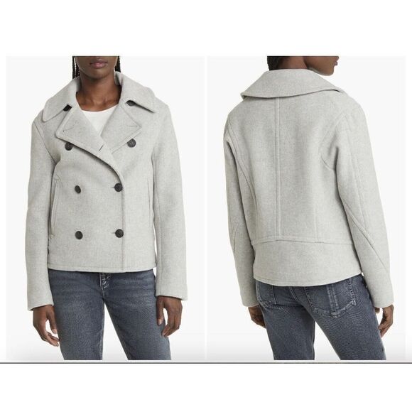 New $480 rag & bone Alfie Women's Virgin Wool Blend Peacoat Gray Size Large - Picture 1 of 6